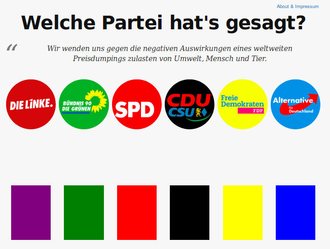 Screenshot Wahlprogrammquiz